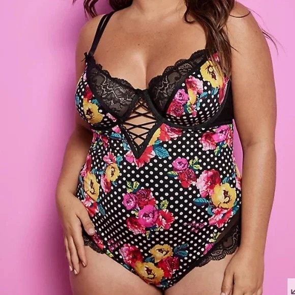 Betsey Johnson Other - Torrid Betsey Johnson Floral Polka Bodysuit Lingerie NWT Size 2X